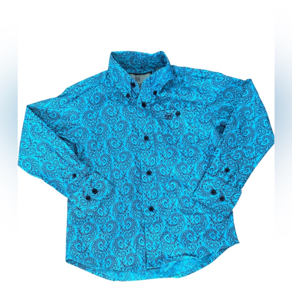 Wrangler Turquoise Paisley Kids Button Down Shirt